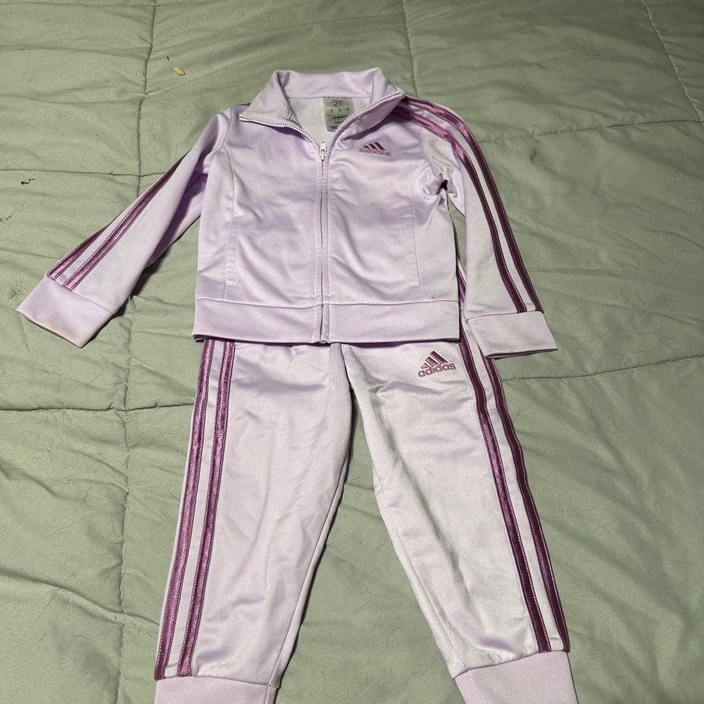 Adidas Light Purple Jacket with Dark Purple Stripes